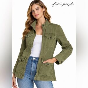 Free People Olive Green Utility Jacket Size Medium army jacket